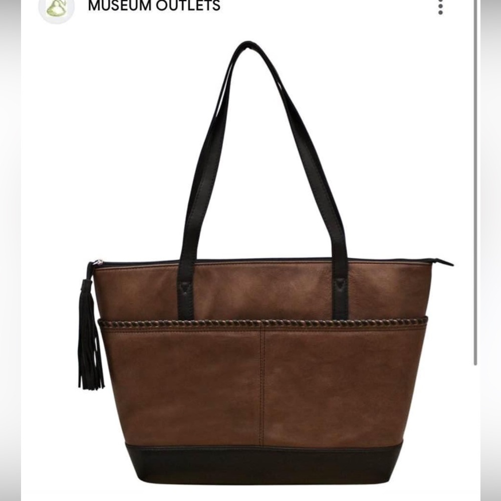 Leather toffee & black Classic Tote Bag Organizer